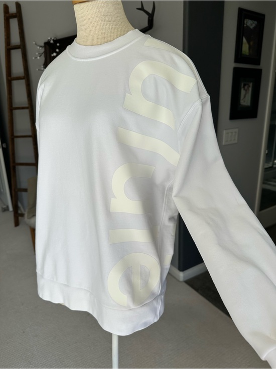 lululemon athletica Tops - Lululemon white on white logo sweatshirt, size medium